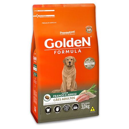 GOLDEN FÓRMULA CÃES ADULTOS FRANGO E ARROZ