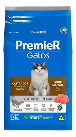 PREMIER AMBIENTES INTERNOS GATOS AD CASTRADOS 6 MESES A 6 ANOS - SALMÃO