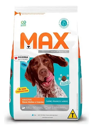 MAX CÃES ADULTOS CARNE FRANGO E ARROZ
