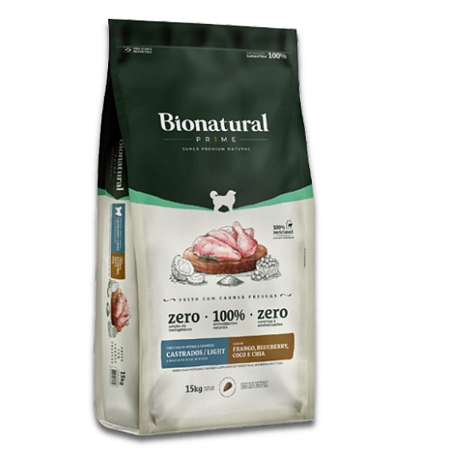 BIONATURAL PRIME CÃES LIGHT MÉDIOS E GRANDES FRANGO