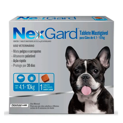 NEXGARD CÃES DE 04,1 A 10 KG 28,3 MG - CAIXA C/ 1 TABLETE