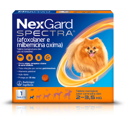 NEXGARD SPECTRA CÃES 02 À 3,5 KG PP 0,5 G - CAIXA C/ 1 TABLETE