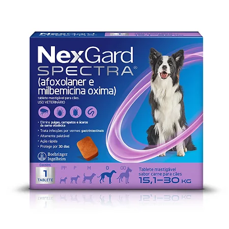 NEXGARD SPECTRA CÃES 15,1 À 30 KG G 4 G - CAIXA C/ 1 TABLETE