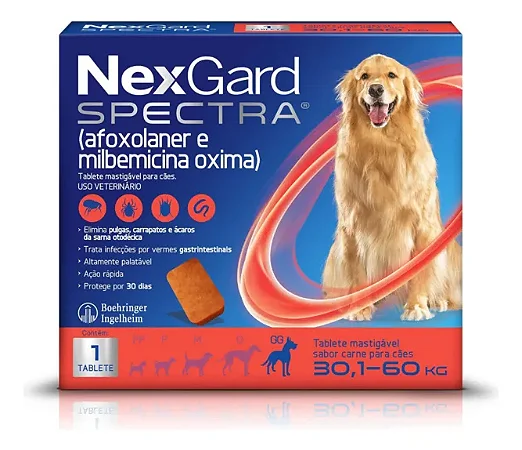 NEXGARD SPECTRA CÃES 30,1 À 60 KG GG 8 G - CAIXA C/ 1 TABLETE