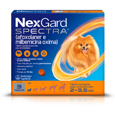 NEXGARD SPECTRA CÃES 02 Á 3,5 KG PP 0,5 G - CAIXA C/ 3 TABLETES