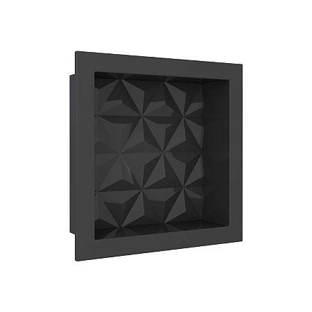 Nicho p/ Banheiro Multi Preto Textura Triangular 30x30cm Cozimax