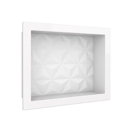 Nicho p/ Banheiro Multi Textura Triangular 40x30cm Branco Cozimax