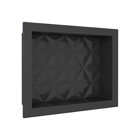 Nicho p/ Banheiro Multi Textura Triangular 40x30cm Preto Cozimax