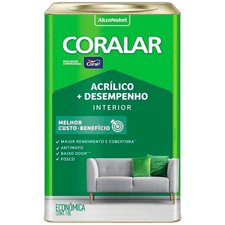Tinta de Parede Acrílico Coral + Desempenho Branco 18L