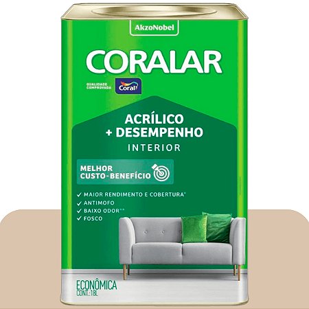 Tinta de Parede Acrílico Coral + Desempenho Camurça 18L