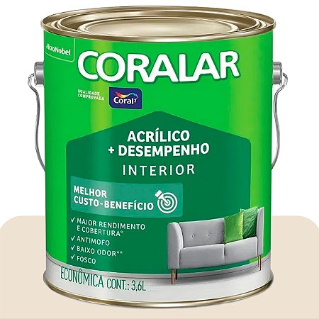 Tinta de Parede Acrílico Coral + Desempenho Areia 3,6L