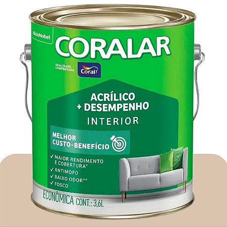 Tinta de Parede Acrílico Coral + Desempenho Camurça 3,6L