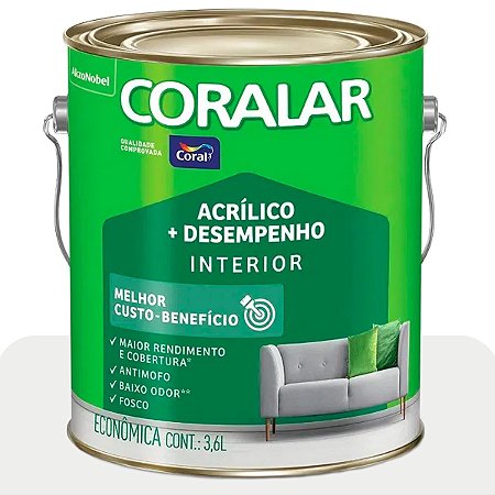 Tinta de Parede Acrílico Coral + Desempenho Gelo 3,6L