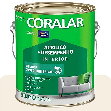 Tinta de Parede Acrílico Coral + Desempenho Palha 3,6L