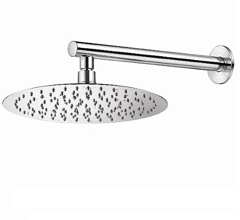 Ducha Fria Redonda Slim 20x20 Braço 30cm Luxo Metal