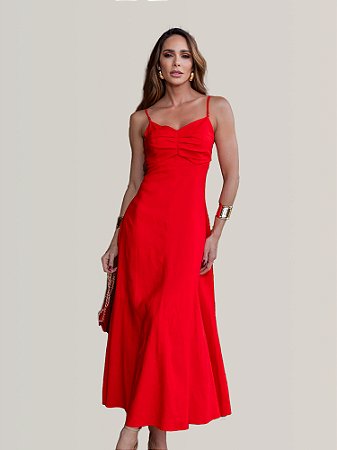 Vestido Midi com detalhes na Alça