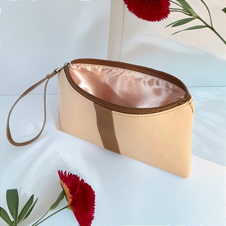 Necessaire Slim (Peq) C/ Alça e Forro - Corino Sintético - Cor Pastel