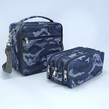 Bolsa Térmica Amora  + Estojo triplo - Estampa Camuflada