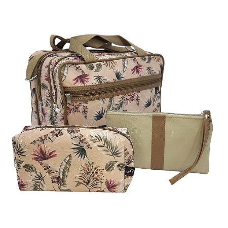 Bolsa de Mão Casual c/ 3 Repartições + Necessaire Big e Slim com Puxador