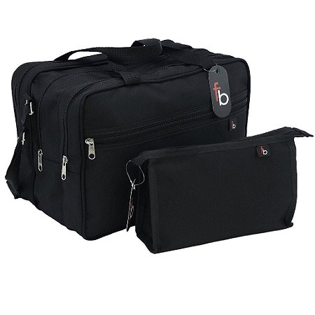 Bolsa de Mão Casual  com 3 Repartições e Necessaire Versátil - Liso Preta