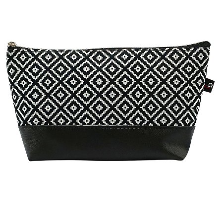 Necessaire Margot Forrada - Geométrico Preto Branco