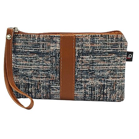 Necessaire Slim (Peq) C/ Alça e Forro - Abstrato Marrom Claro
