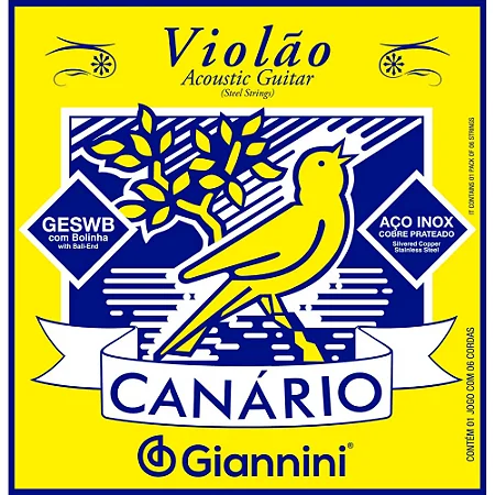 ENCORDOAMENTO PARA VIOLÃO EM AÇO .011 SÉRIE CANÁRIO GIANNINI GESWB