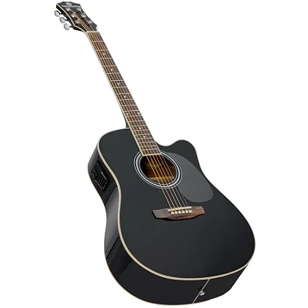Violão Harmonics GE-30 Eletroacústico Aço Folk Preto