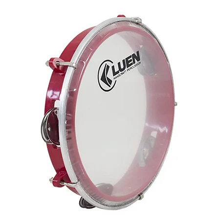 Pandeiro 08" Pele Cristal Junior Vermelho Luen