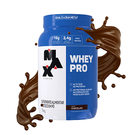 Whey Pro 1Kg Pote - Concentrada Max Titanium - Chocolate