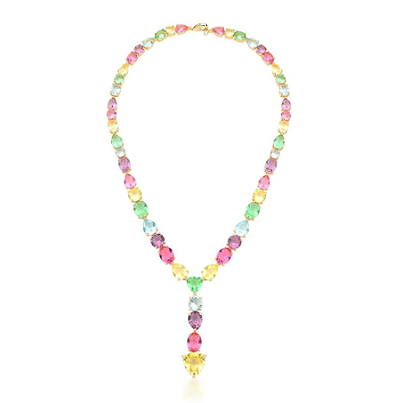 COLAR PEDRAS COLORIDAS BAN OURO,