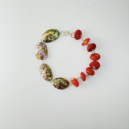 Pulseira com Abalone e Coral