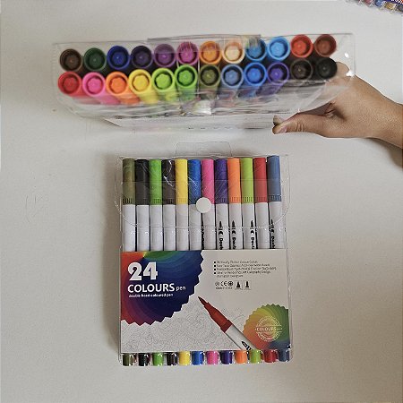 caneta ponta dupla brush 24