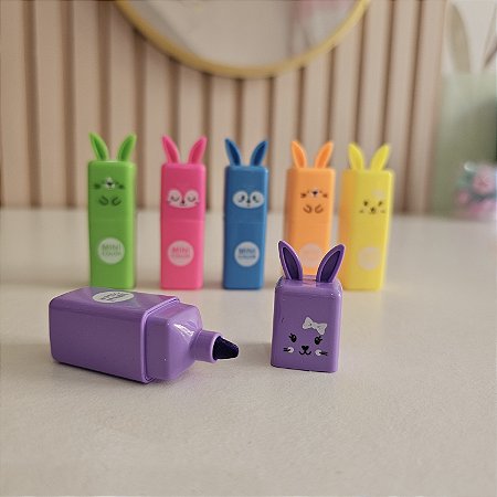 Kit 6 cores marca texto coelho