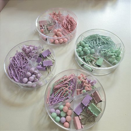 Kit Escritorio Mult Redondo Roxo, Verde, Rosa ou Misto