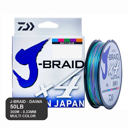 Linha multifilamento 4x - J-BRAID 50LB - 300m - Multicolor - DAIWA