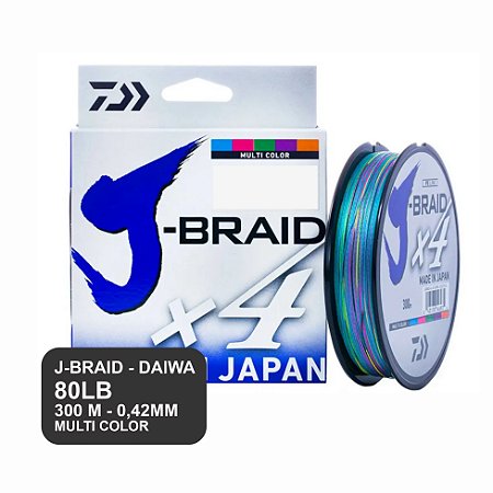 Linha multifilamento 4x - J-BRAID 80LB - 300m - Multicolor - DAIWA