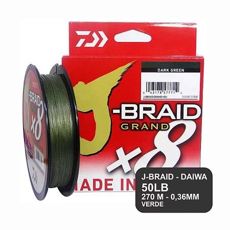 Linha multifilamento 8x - J-BRAID 50LB - 270m - Verde - DAIWA