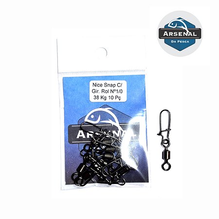 Snap Nice com girador - nº 1/0 - 38 kg - 10 unid. - ARSENAL