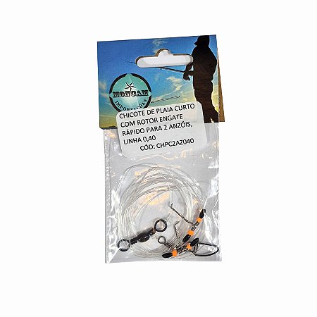 Chicote de praia curto - 2 anzois - 0,40mm