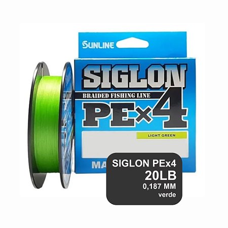 Linha multifilamento Siglon x4 - 20LB - 300m - verde - SUNLINE