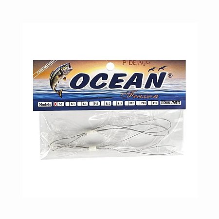 Chicote Pesca para 3 Anzóis - ponta de aço - 2 unidades por embalagem