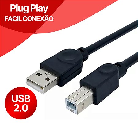 Cabo USB 2.0 para Impressora A+B