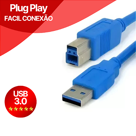 Cabo Conector USB 3.0 Para Impressora A+B
