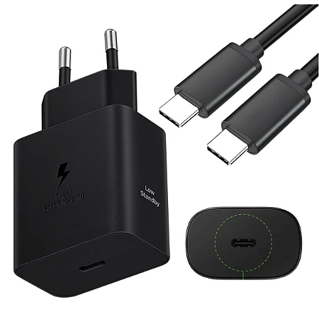 Carregador USB C Super Fast Charging 45W + Cabo Tipo C 5A