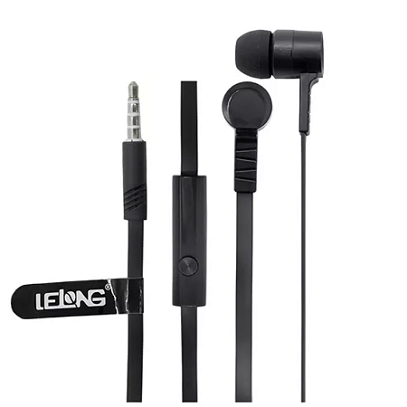 Fone de ouvido estéreo Super Bass com microfone Cabo Flat LE-0201