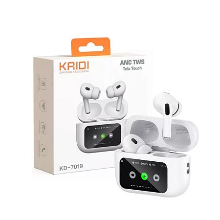 Fone de Ouvido In-ear TWS Airpods Kaidi KD-7019 Tela Touch Bluetooth 5.3