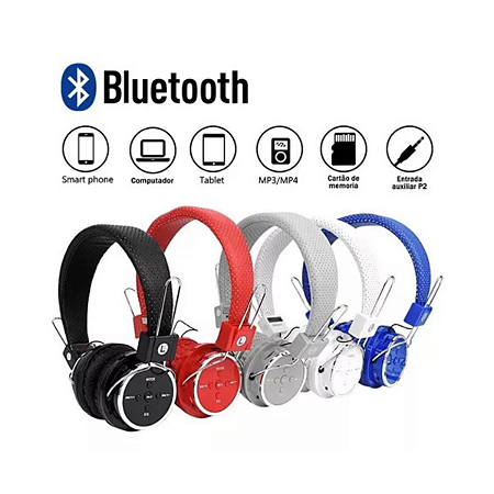 Fone de Ouvido Headset Sem fio Microfone integrado com FM Bluetooth 5.0 micro SD B-05