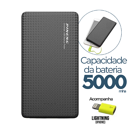 Power Bank Bateria Externa Carregador de Portátil Slin 5000mAh para Celular