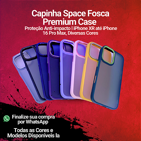 Capinha Space Fosca Premium Clear Case - Proteção Anti-impacto para iPhone XR até iPhone 16 Pro Max, Diversas Cores